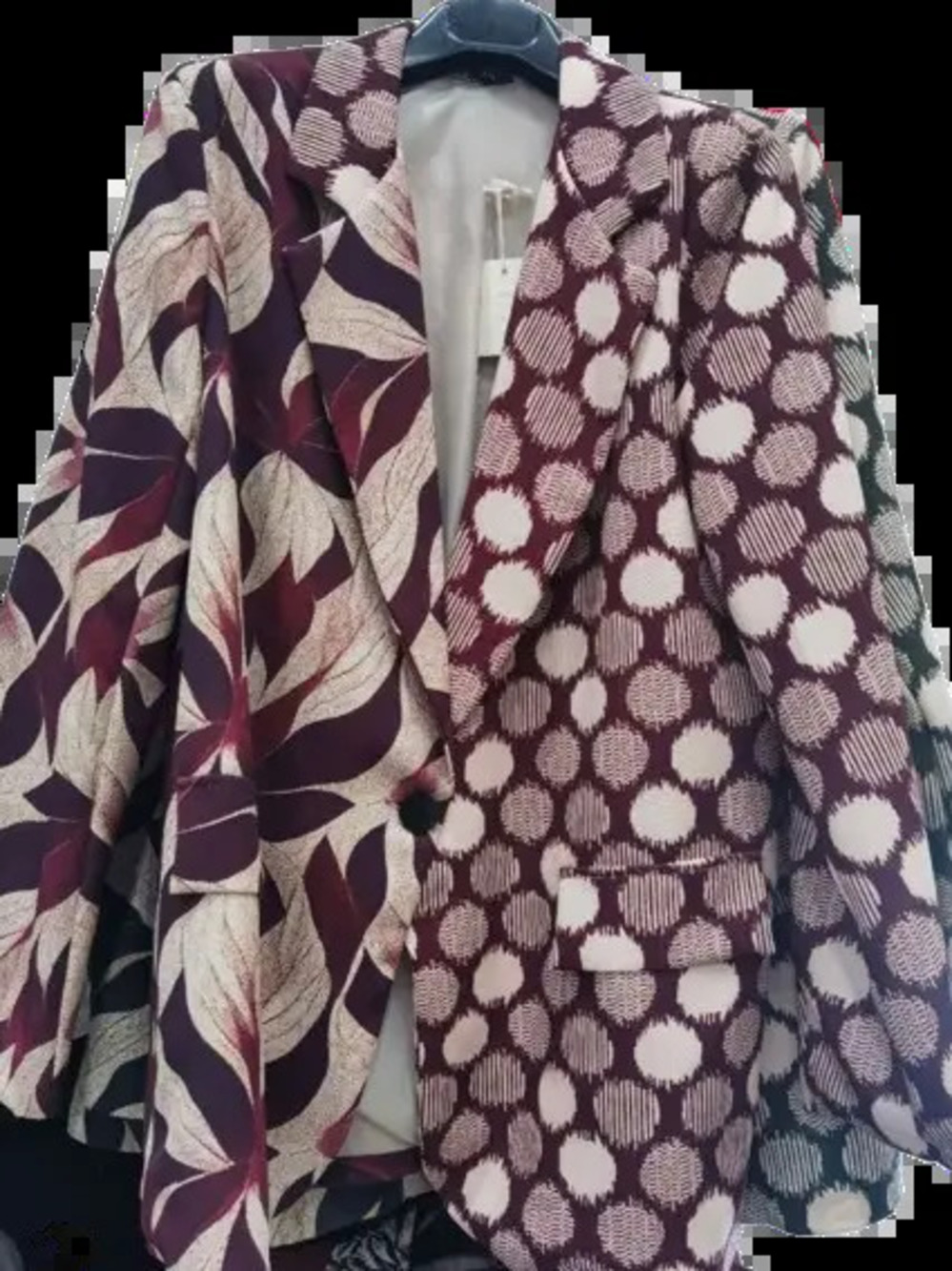 L996 | Loowie Italian Wine Dual Pattern Abstract Blazer | Maroon | One Size S-L